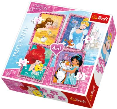 Набор пазлов 4 в 1 "С друзьями", 70*54*48*35 деталей, Trefl