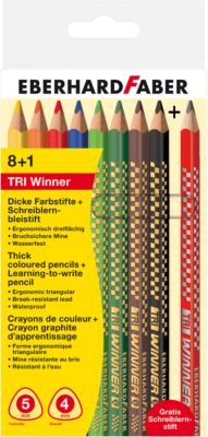 Buntstifte TRI Winner, 8 Farben+1 Schreiblernstift bunt