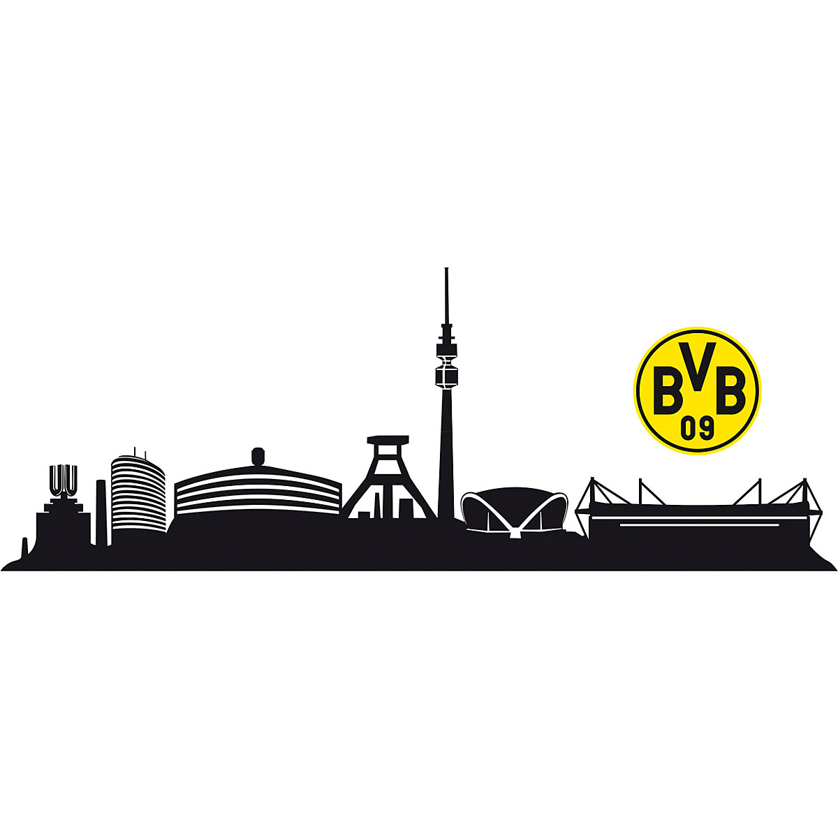 Wandtattoo Skyline Dortmund mit FußballFan Geschenk Stadion Park Gelbe Wand 