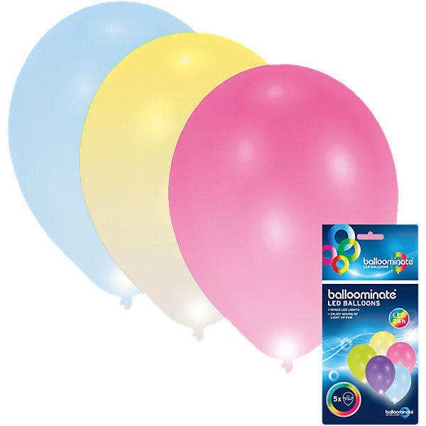 kultur nummer Landskab LED Luftballons, 5 Stück, Amscan, mehrfarbig | myToys