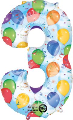 Geburtstag 6 Folienballons für 3