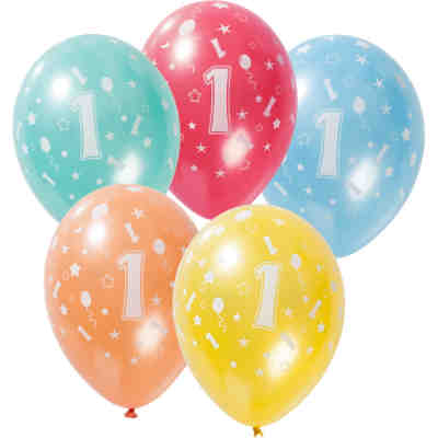 Luftballons Zahl 1, 5 Stück, 30 cm