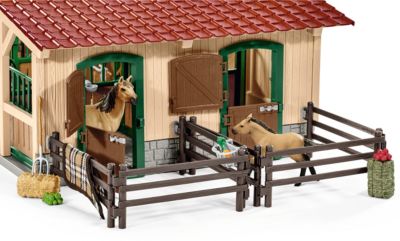 Schleich 42195 Farm World: Pferdestall mit Pferden und Zubehör