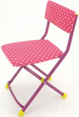 Детский складной стул "Горошек", розовый