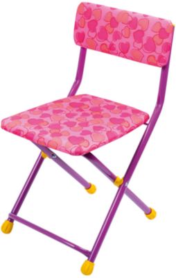 Детский складной стул "Сердечки", розовый