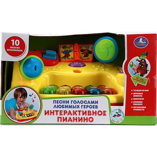 Интерактивное пианино с микрофоном "Умка", 10 песен из м/ф, свет/звук от Умка