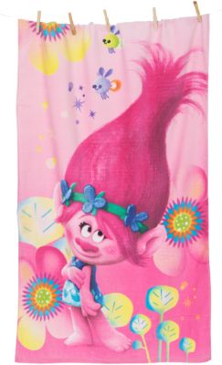 Strand- und Badetuch, Trolls, Prinzessin Poppy, 70 x 120 cm pink