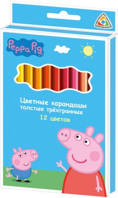 Цветные карандаши, 12 цв., Свинка Пеппа