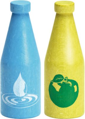 Spiellebensmittel Set: Flasche Wasser + Apfelsaft aus Holz