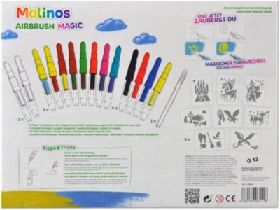 Blo Pens Magic 10+1 Pustestifte Blopens Zauberstifte Airbrush Schablonen+Papier 