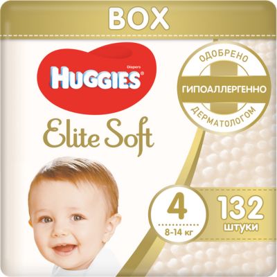Подгузники Huggies Elite Soft 4, 8-14 кг, 132 шт.