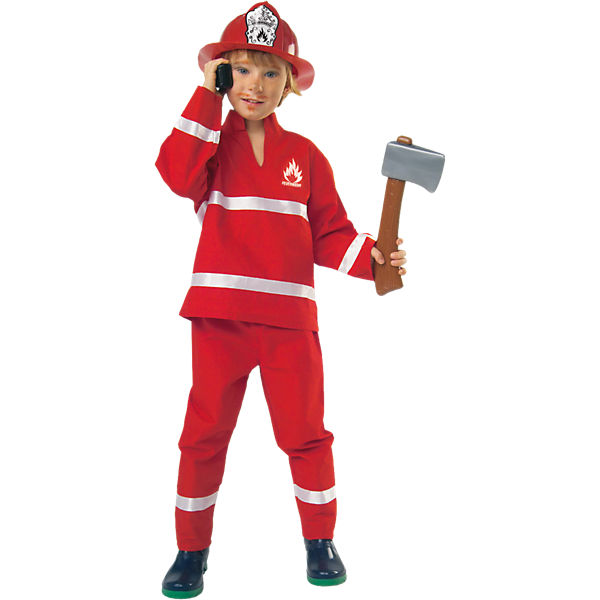 Kostüm Feuerwehrmann rot, 2-tlg.