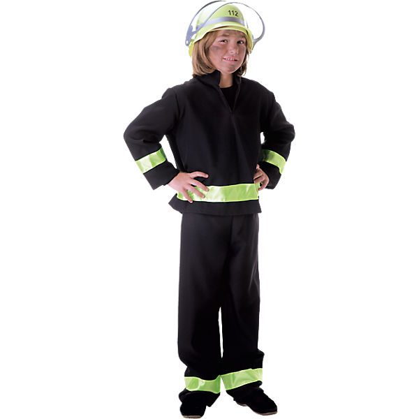 Kostüm Feuerwehrmann schwarz, 2-tlg.