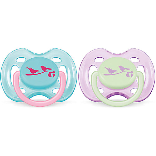 Силиконовая соска-пустышка 0-6 мес, 2 шт, Classic, Philips Avent, бирюзовый/розовый от PHILIPS AVENT