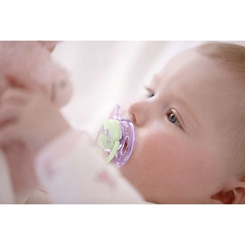 Силиконовая соска-пустышка 0-6 мес, 2 шт, Classic, Philips Avent, бирюзовый/розовый от PHILIPS AVENT