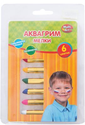 Мелки для аквагрима, 6 цветов