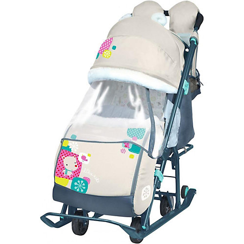 Санки-коляска Ника детям 7-2, с медвежонком бежевый от Nika-Kids