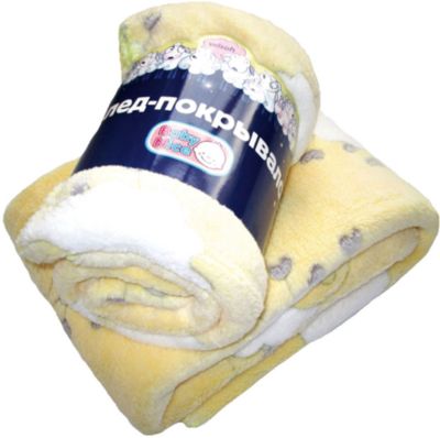 Плед-покрывало Барашки Velsoft, 100% мк-р 150х200 2-сторон., Baby Nice,  желтый