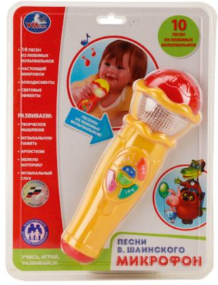 Микрофон "10 песен из любимых мультфильмов", со светом и звком, Умка
