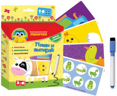 Карточки-картинки Пиши и вытирай "Корова", Vladi Toys