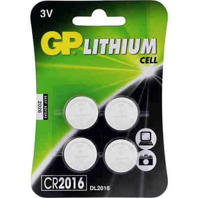 Knopfzelle GP Lithium CR2016, 3 Volt, 4er Blister