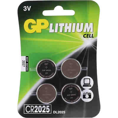 Knopfzelle GP Lithium CR2025, 3 Volt, 4er Blister