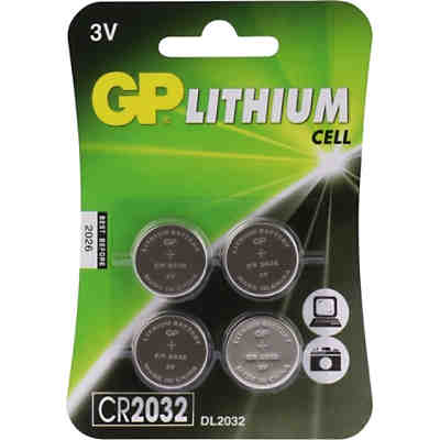 Knopfzelle GP Lithium CR2032, 3 Volt, 4er Blister