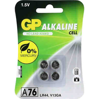 Knopfzelle GP Alkaline LR44, 76A, 1,5 Volt, 4er Blister