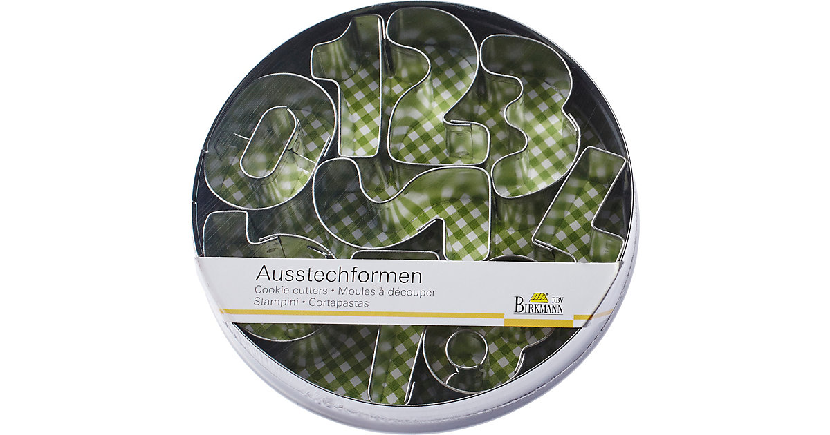 10-tlg. Ausstecher Set ´´Zahlen von 0-9´´ in Metalldose 3,5 cm 10-tlg. Ausstecher Set ´´Zahlen von 0-9´´ in Metalldose 3,5 cm