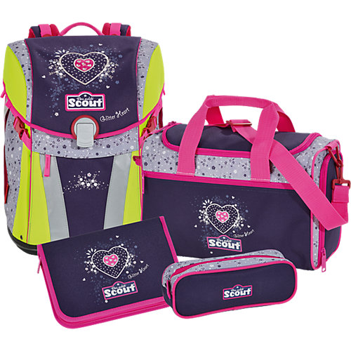 Ранец Scout "Sunny exklusiv" Мерцающее сердце, 4 предмета от Scout
