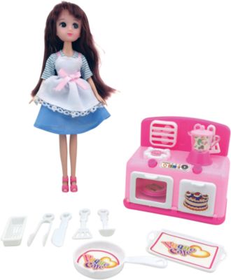 Игровой набор "Кукла, плита, кухонные принадлежности", Krutti