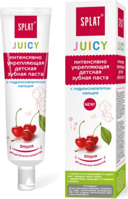 Детская укрепляющая зубная паста Juicy с гидроксиапатитом кальция, Вишня, Splat