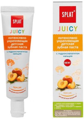 Детская укрепляющая зубная паста Juicy с гидроксиапатитом кальция, Персик, Splat
