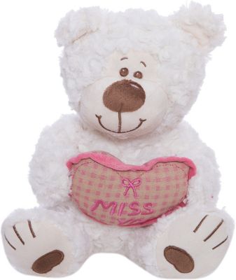 Мишка Митя с сердцем, белый, 28 см, Fluffy Family