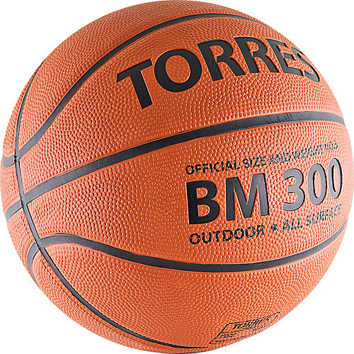 Баскетбольный мяч BM300, р. 7, резина, темнооранж., TORRES от Torres