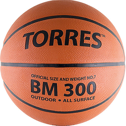 Баскетбольный мяч BM300, р. 7, резина, темнооранж., TORRES от Torres