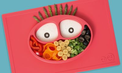 Тарелка трехсекционная с подставкой Happy Mat, 540 мл., ezpz, коралловый