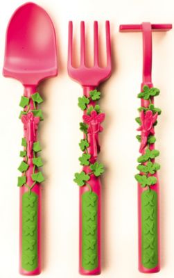 Набор из трех столовых приборов Серия Волшебный сад, Constructive Eating, розовый