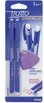 Шариковая ручка "пиши-стирай"  2 шт в блистере + дополнительный ластик, цвет синий.