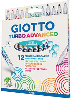 Суперсмываемые фломастеры на водной основе, 12 шт.