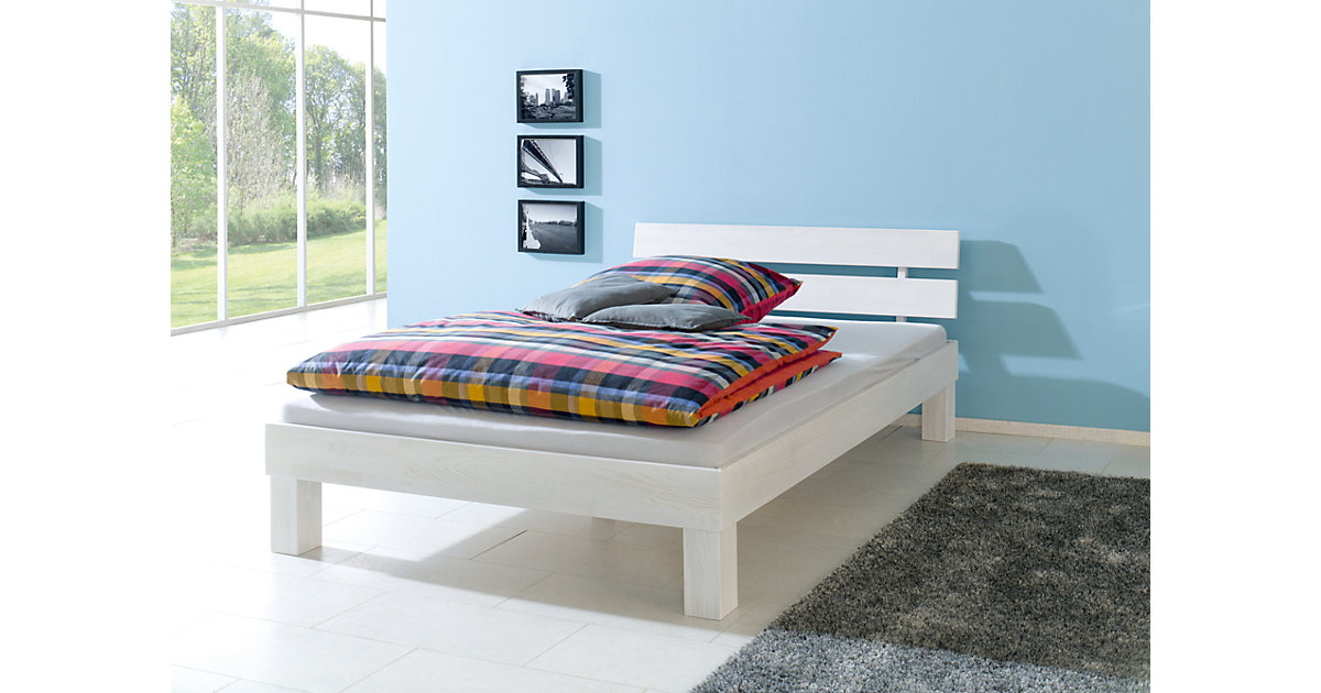 Futonbett JULIA, Eiche massiv, weiß gewaschen, 100 x 200 cm Futonbett JULIA, Eiche massiv, weiß gewaschen, 100 x 200 cm