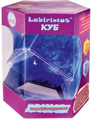 Лабиринтус Куб,  10см, синий, прозрачный, Labirintus