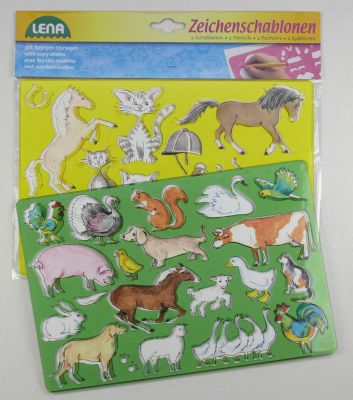 Zeichenschablonen 3er-Set für Mädchen, 6 Schablonen 2