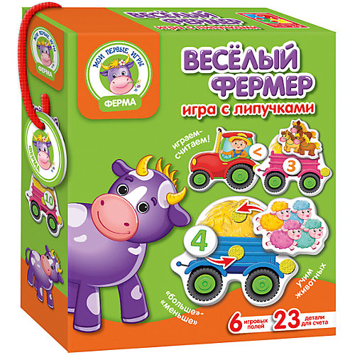 Настольная игра "Веселый фермер", с липучками, Vladi Toys