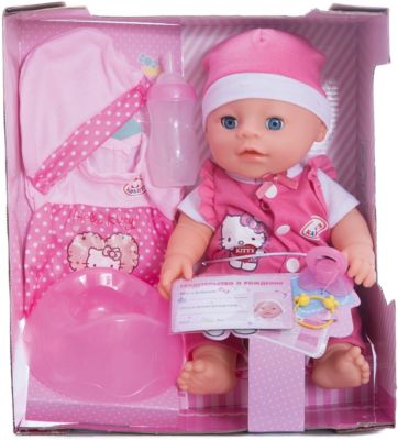 Пупс "3 функции: пьет, писает, закрывает глазки", 30 см, Карапуз