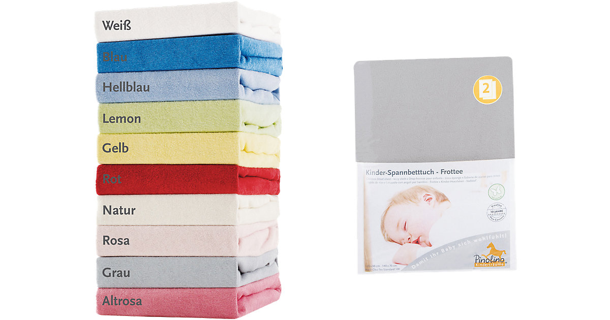 Spannbettlaken 2er Set, Frottee, grau, 70 x 140 cm Spannbettlaken 2er Set, Frottee, grau, 70 x 140 cm