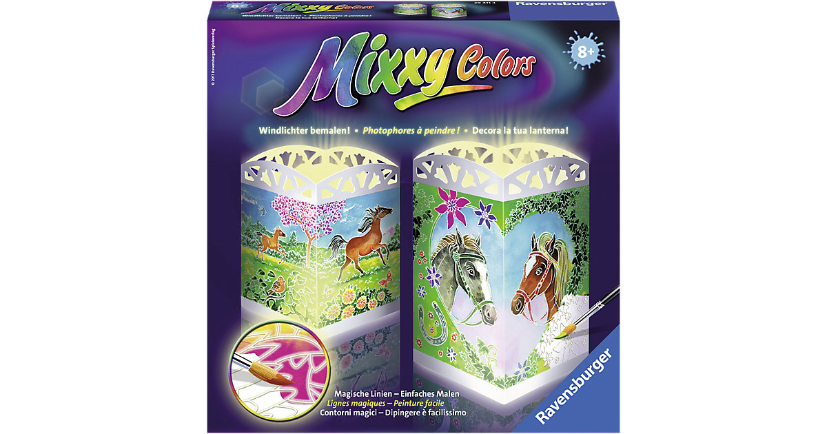 2er-Set Mal- & Bastelset Mixxy Colors Windlicht, Zauberhafte Pferde