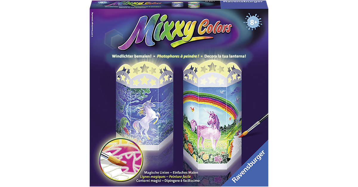 2er-Set Mal- & Bastelset Mixxy Colors Windlicht, Magische Einhörner