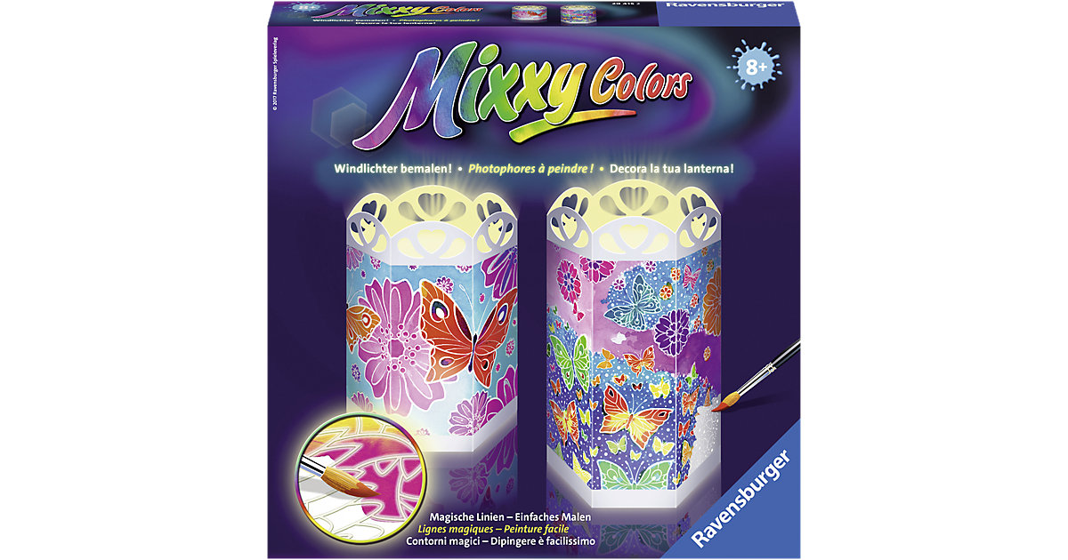2er-Set Mal- & Bastelset Mixxy Colors Windlicht, Bunte Schmetterlinge