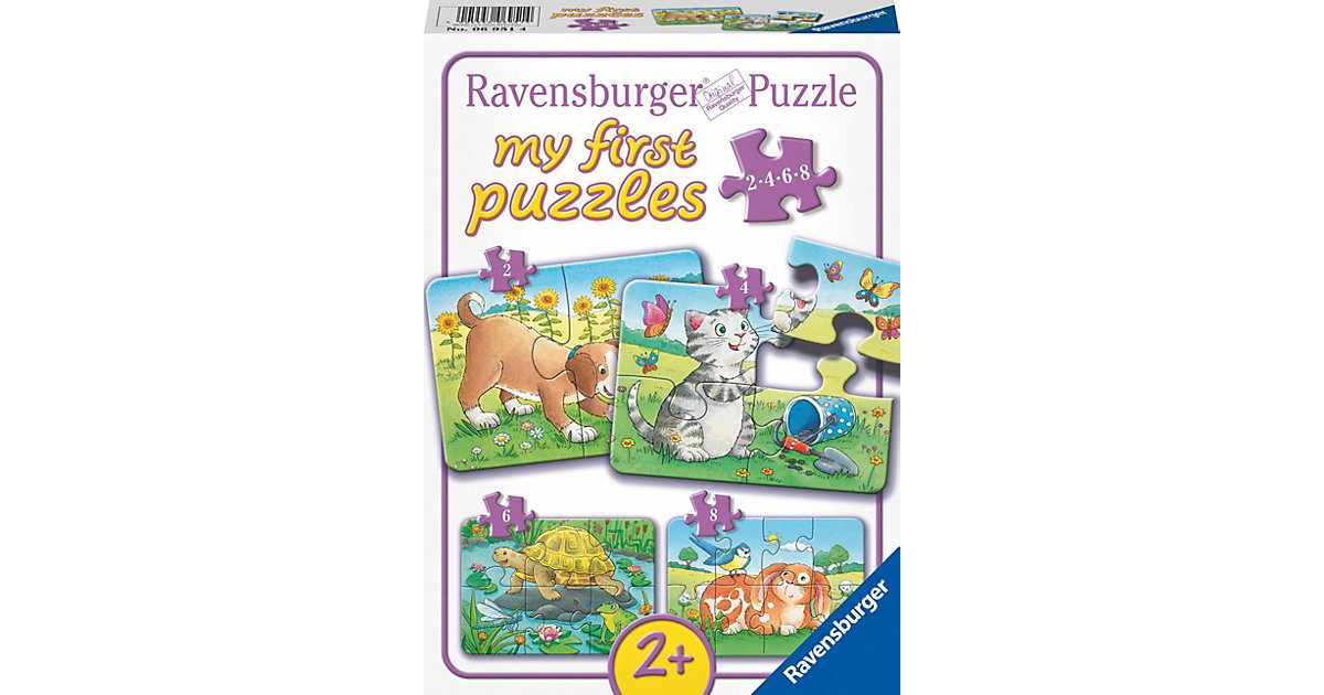 Puzzles: Ravensburger 4-tlg. Puzzle Set, 2,4,6+8 Teile, 21x15 cmNiedliche Haustiere